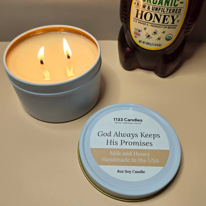Fall 2025 | 8oz Candle Milk and Honey | Christian Candle for wholesale by 1133 Candles