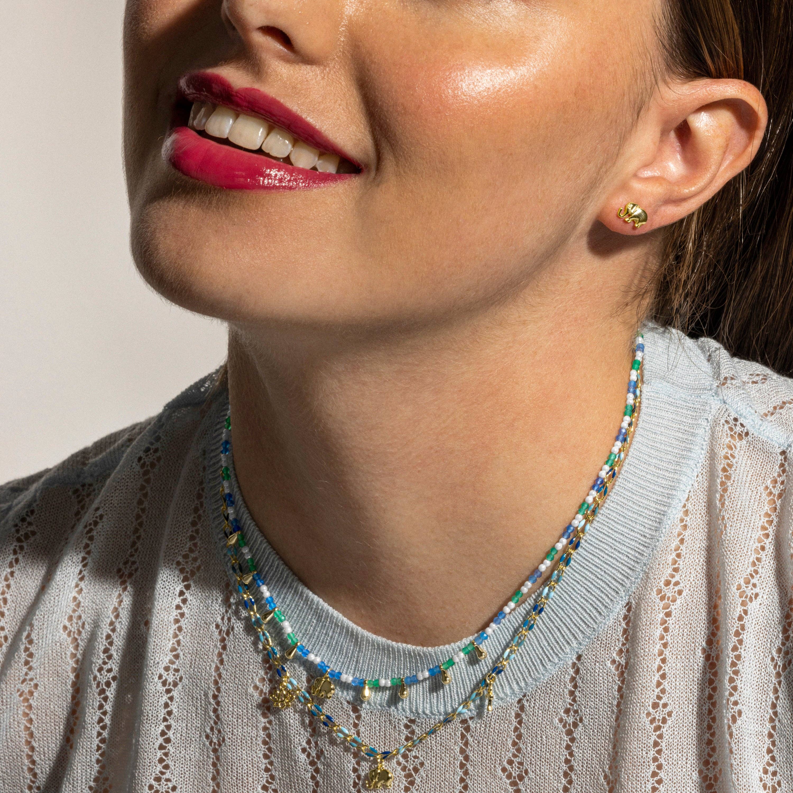 Luxenter – Gargantilha/coleira por atacado – Colar de Prata de Lei 925 e Lacado Azul acabamento ouro 18k - Shione5