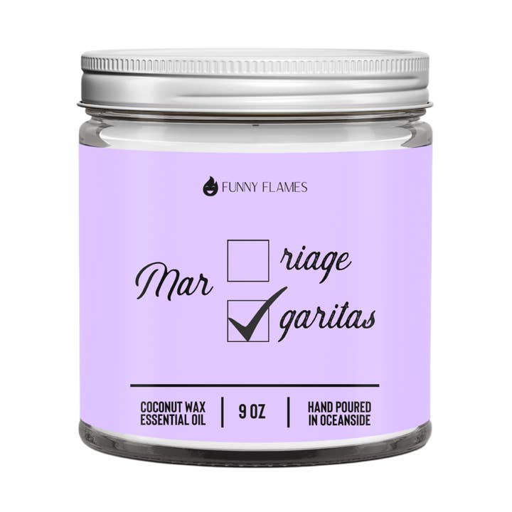 Marriage? Margaritas? Funny Flames Candle Gift Ideas for wholesale by Funny Flames Candle Co - Les Creme