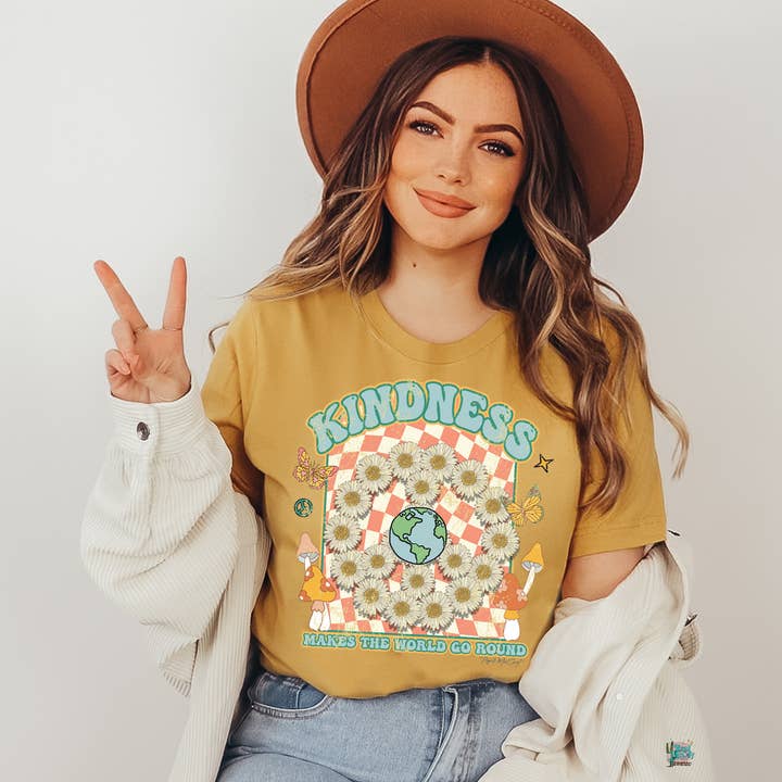 Vänlig Värld T-shirt för wholesale av Real McCoy Mercantile, LLC