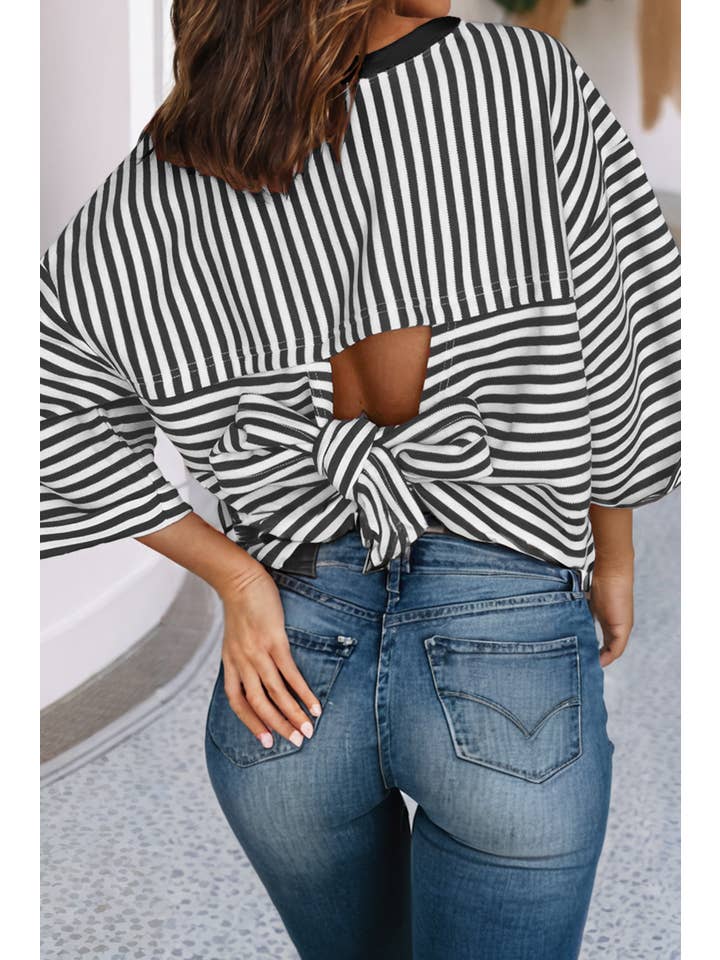 Little Daisy Closet - Wholesale T-Shirt - Women's - LDC Casual Shift Striped Round Neck T-Shirts