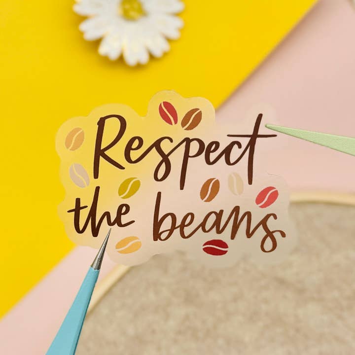 Respect The Beans Clear Sticker for wholesale by Occasionalish
