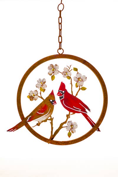 Elegant Garden Design - Wholesale Outdoor ornament/decor - Cardinals on Dogwood Ring - Painted
