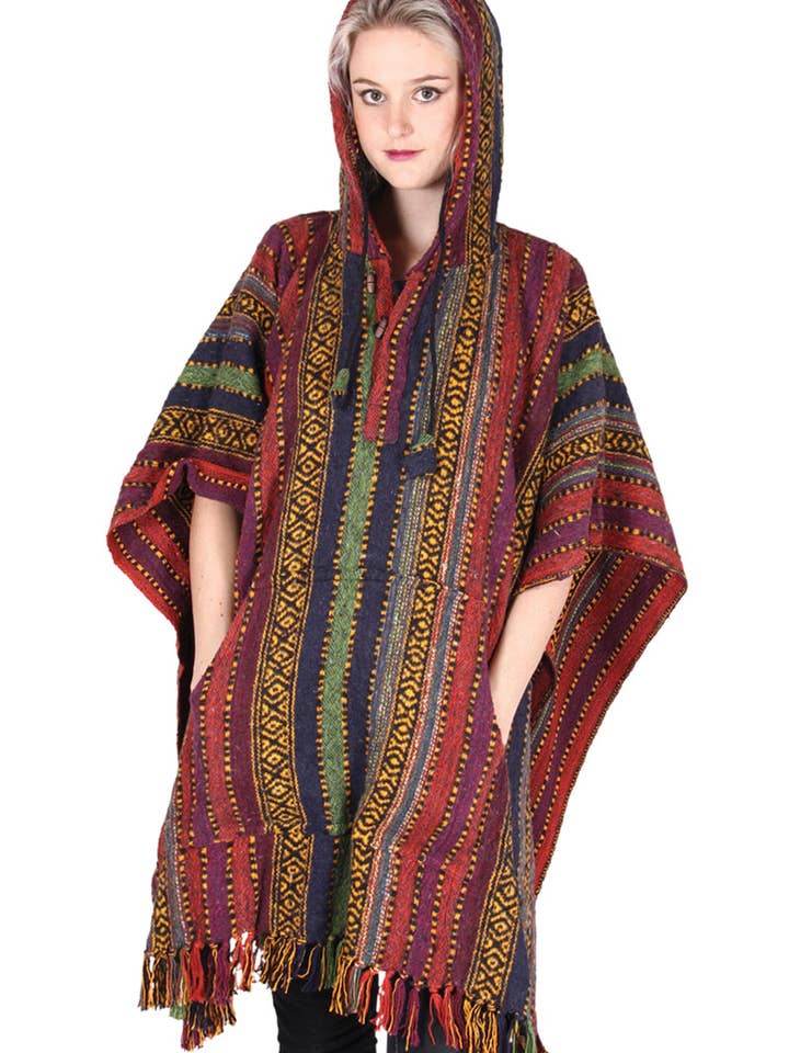 Unisex-Poncho mit Kapuze (KT-915) für den Großhandel von Kathmandu Imports
