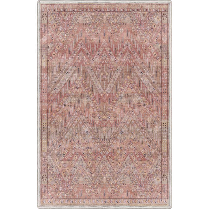 Well Woven - Venta al por mayor Alfombra pequeña - Alfombra Anya Vintage Tribal Chevron roja de tejido plano17