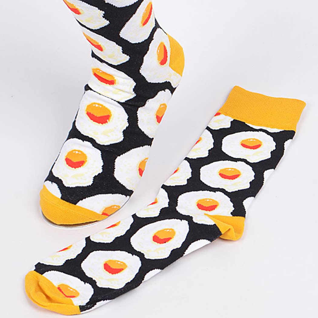 Black Fried Egg Socks for wholesale on Faire2