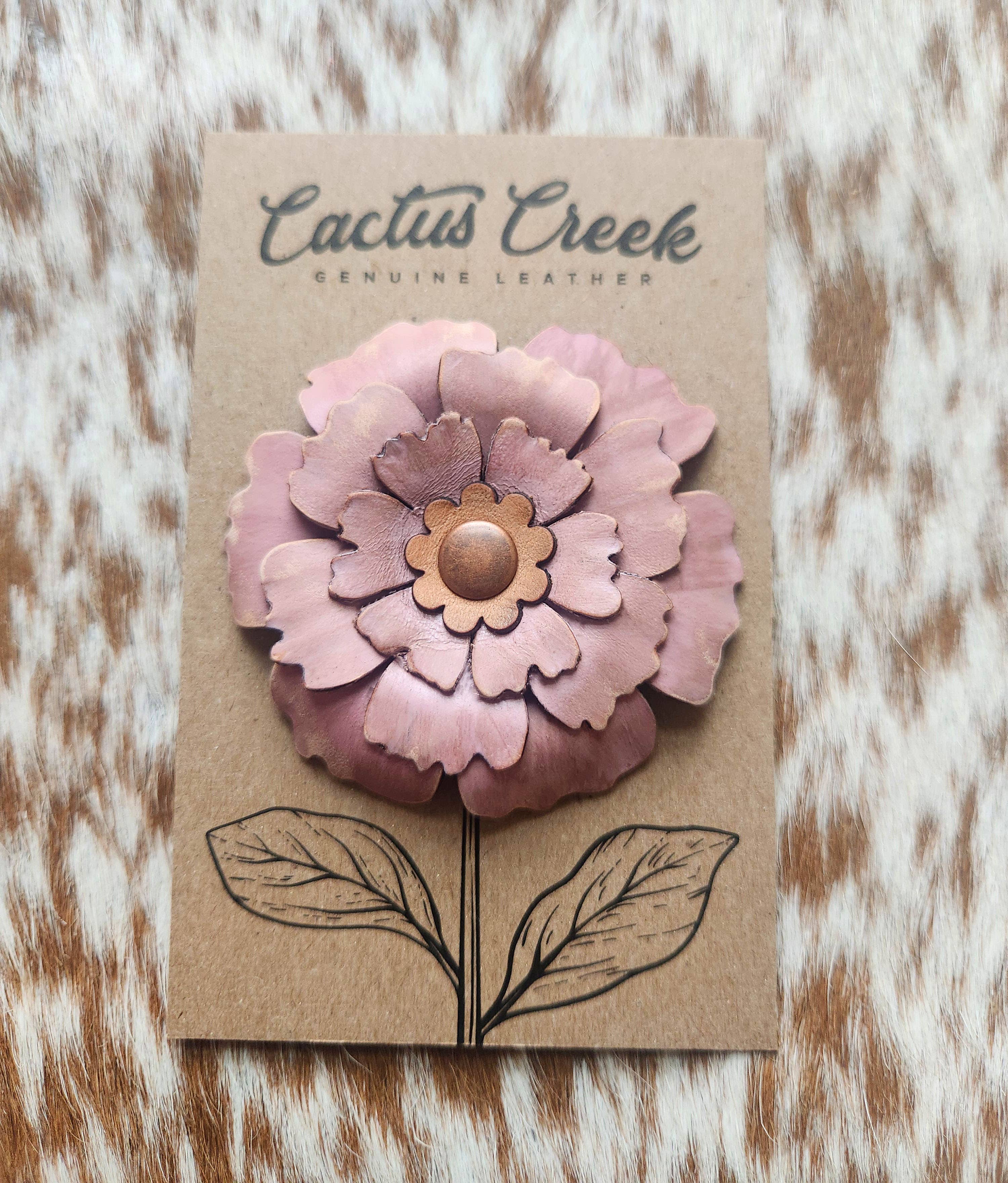 Cocklebur & Co. - Wholesale Hat Accessory - Women's - Prairie Peony Collection- Genuine Leather Flower Hat Pins8