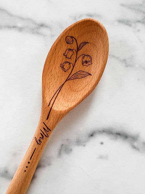 Wood & Ash - Wholesale Kitchen Spoon - Birth Flower Wooden Cooking Spoons4