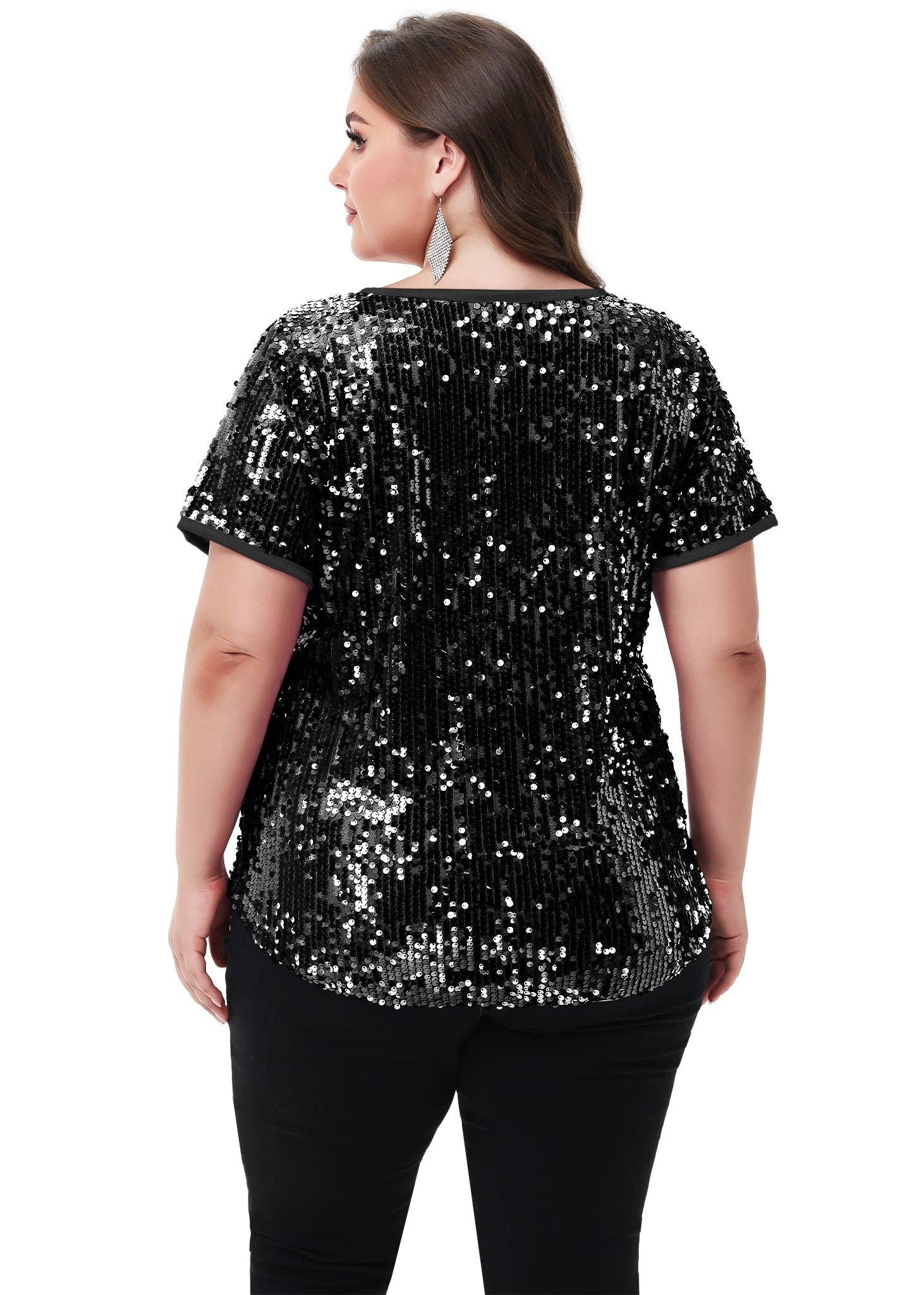 Anna Kaci Wholesale - Wholesale Blouse - Women's - Sequin Tops Plus Size Sparkle Glitter Party Blouse8