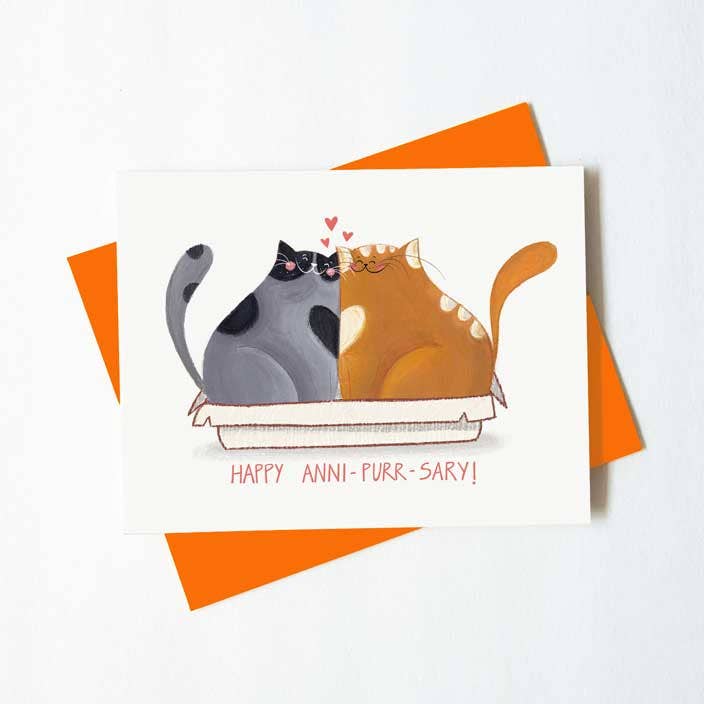 Anni-purrsary Card for wholesale by Green Bean Studio