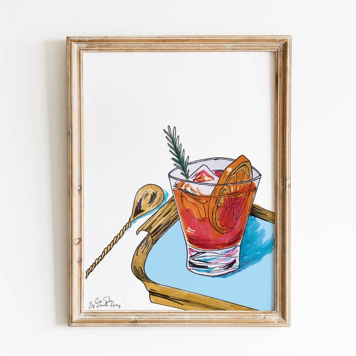 Negroni Cocktail Wall Print for wholesale by Cute Salute