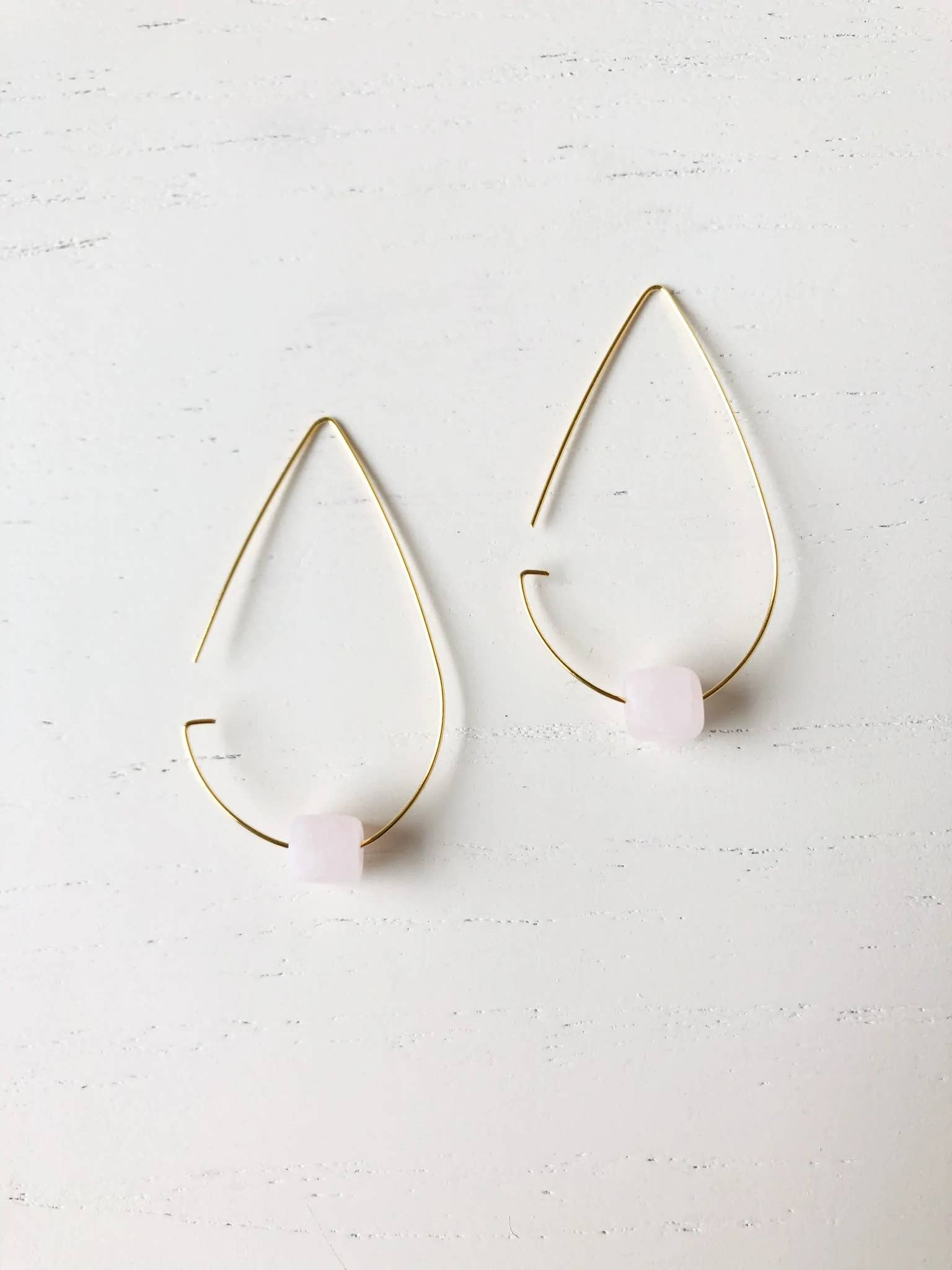 Stoll & Heart - Wholesale Dangle Earrings - The Maggie - Rose Quartz- Gold