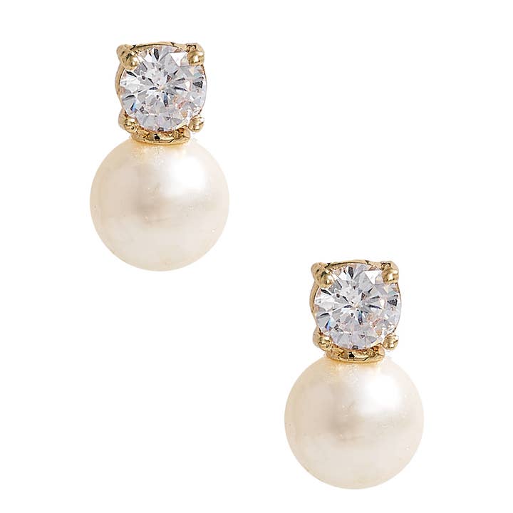 Lisi Lerch - Wholesale Stud/Post Earrings - Carolyn - Big Rhinestone and Pearl Stud