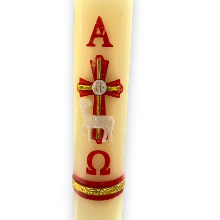 SAN JUDITAS RELIGIOUS ARTICLES - Wholesale Tapered Candle/Candlestick - 7" DECORATED WAX PASCHAL CANDLE