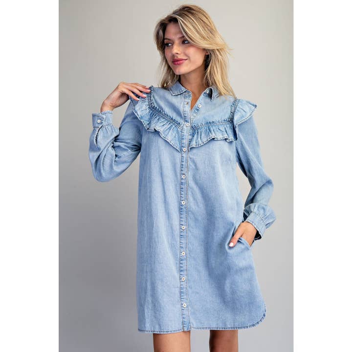 DENIM Long Sleeve Mini Dress for wholesale on Faire2