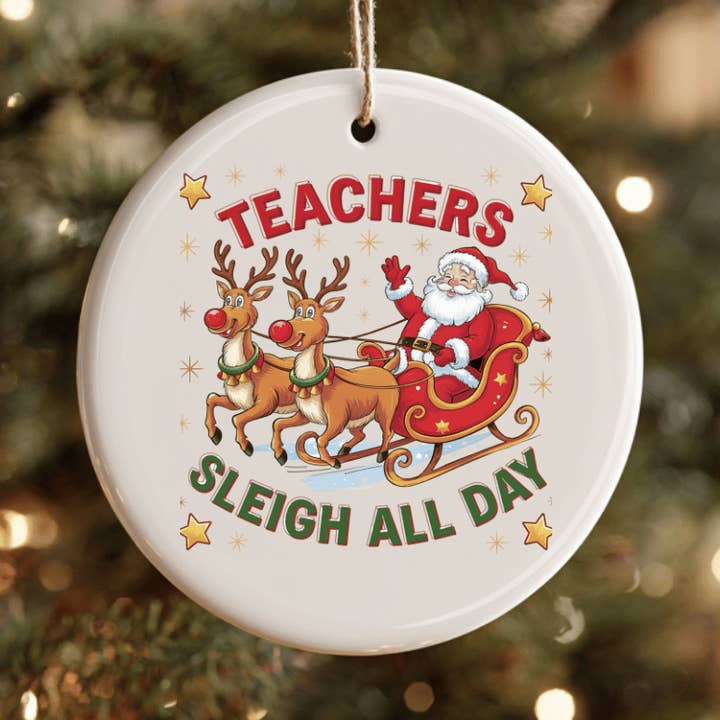 Leraren Sleeën de Hele Dag Kerstmis Keramische Ornament voor wholesale door JAC Wholesale