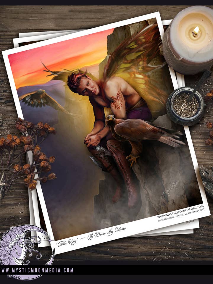 "Golden Wing" Fairy Fantasy Art Print for wholesale by Mystic Moon Media LLC