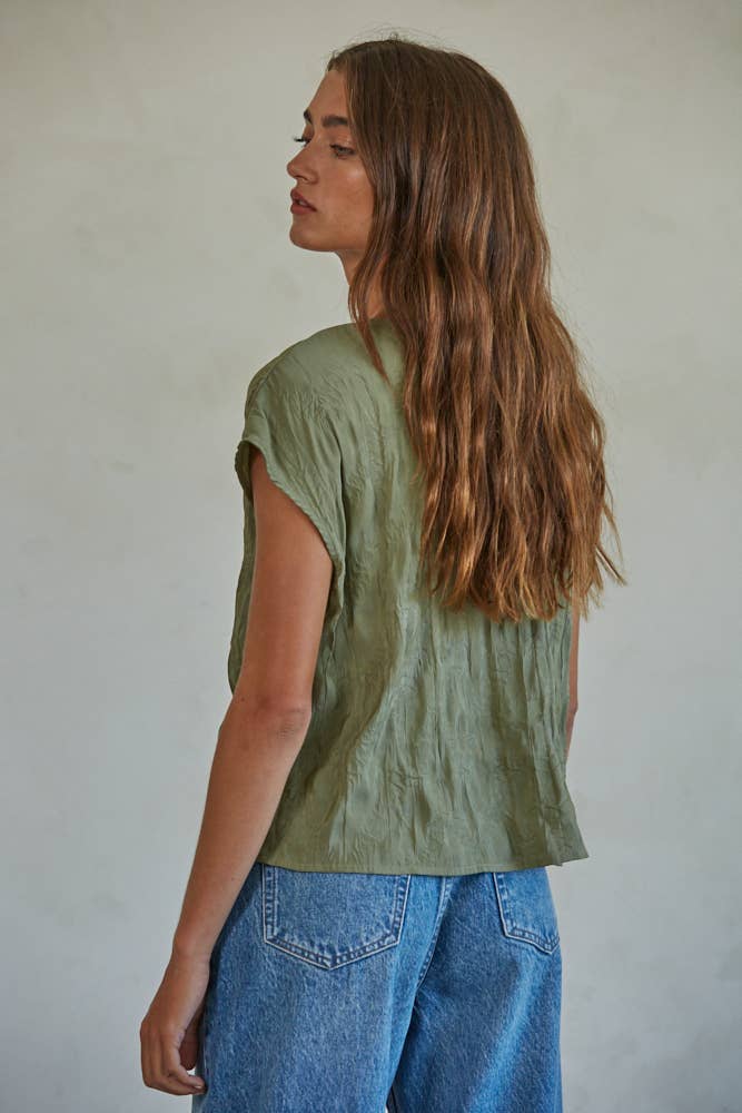 By Together - Vente Chemisier – femme - L6953 | Haut sans manches à col en V en polyester tissé avec nœud à l'avant4