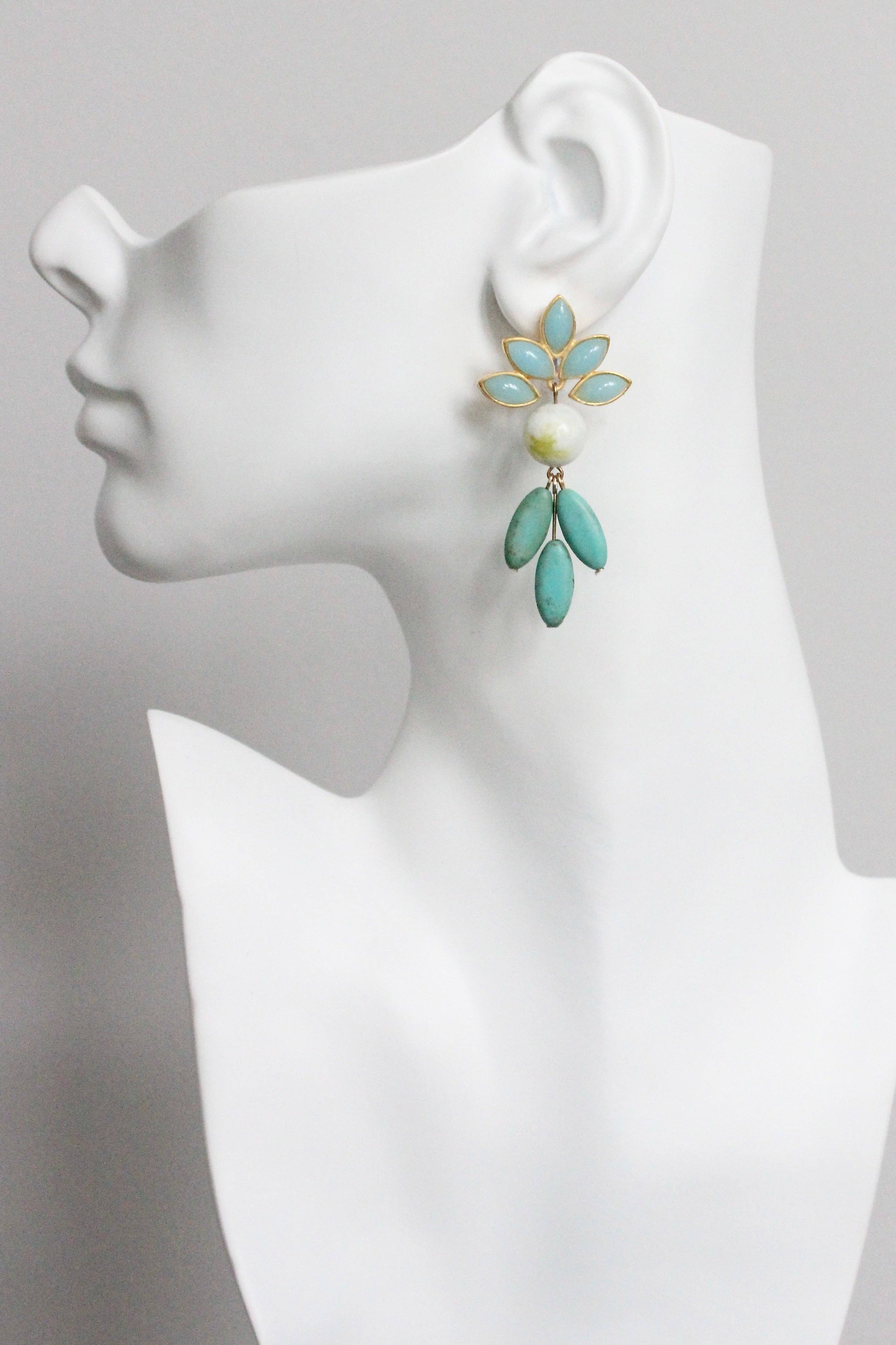 David Aubrey Jewelry - Wholesale Dangle Earrings - MLNE21 Post earrings with vintage glass and turquoise1