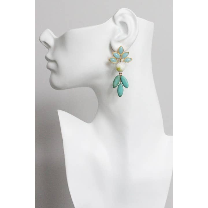 David Aubrey Jewelry - Wholesale Dangle Earrings - MLNE21 Post earrings with vintage glass and turquoise1