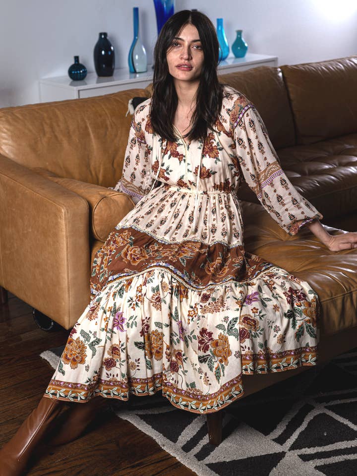 ANTIQUE HINA TIERED DRESS for wholesale by Tolani