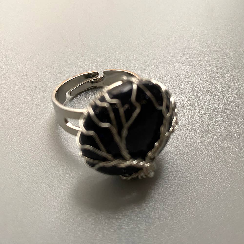 VIE – Engroshandel Statementring – Wireindpakket livets træ-ring, 2 cm6