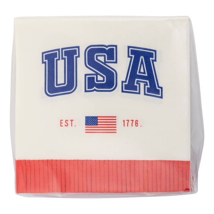 My Mind’s Eye - Wholesale Disposable Napkin - PLNP364 - USA Fringe 1776 Paper Cocktail Napkin1