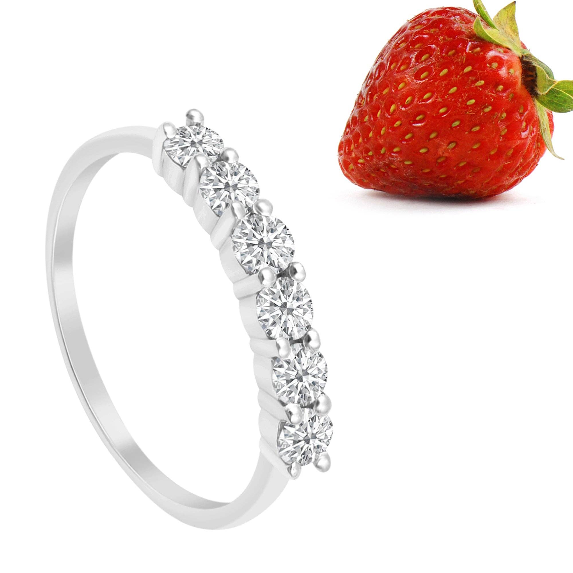 White Round Cut 0.3Ct Real Moissanite 925 Sterling Silver Half Eternity Women Ring for wholesale on Faire2