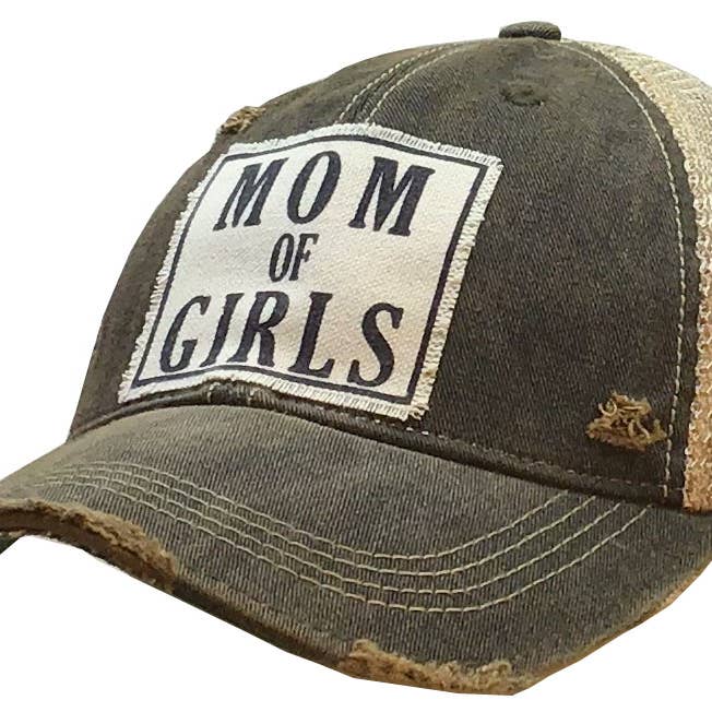 Mom Of Girls Distressed Trucker Cap for wholesale by Vintage Life