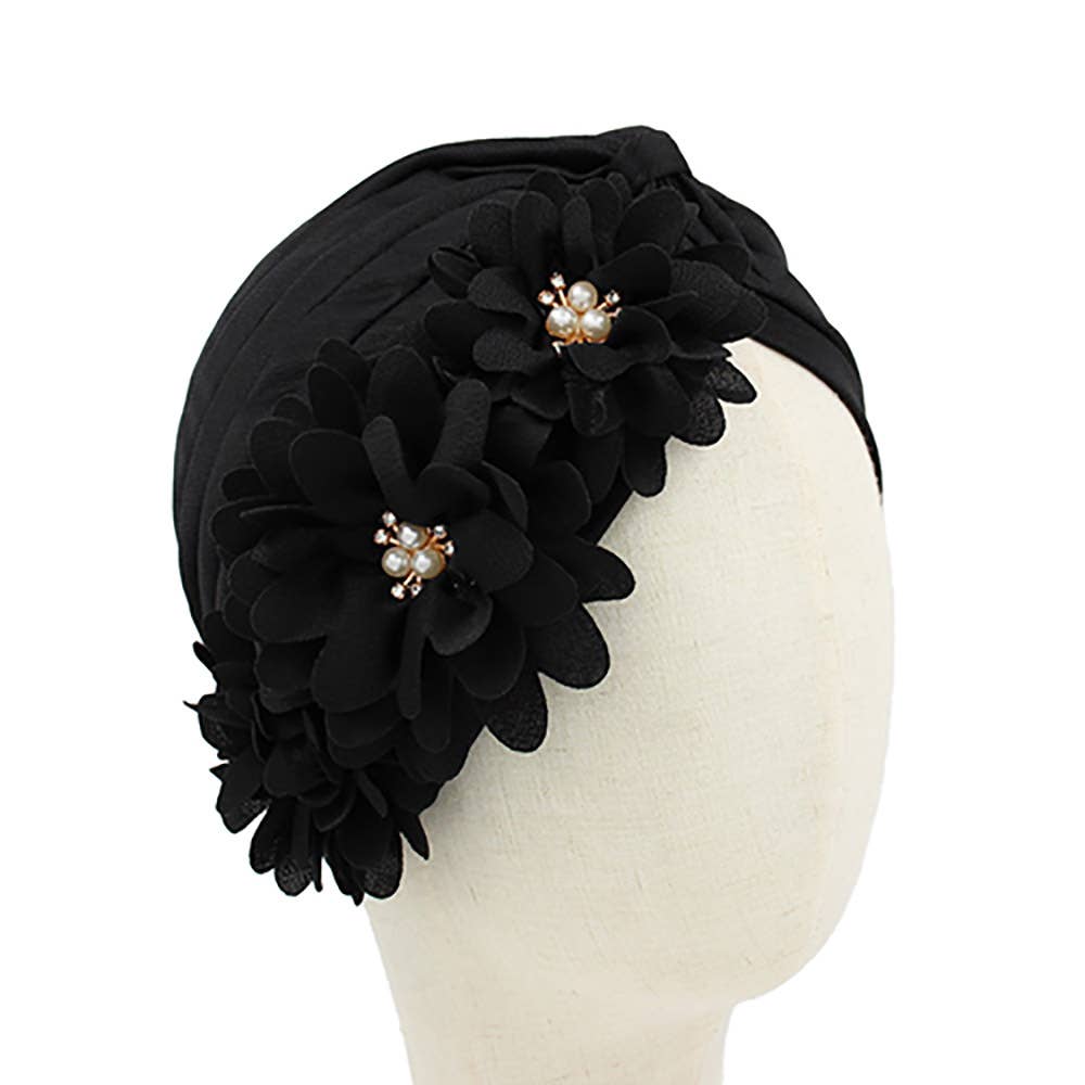 Sensibling Corp. - Vente Turban – femme - Chapeau turban orné de perles florales9