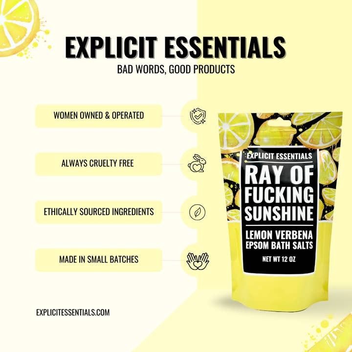 Explicit Essentials - Wholesale Bath Salts - Ray of Fucking Sunshine Bath Salts 12oz Bag1