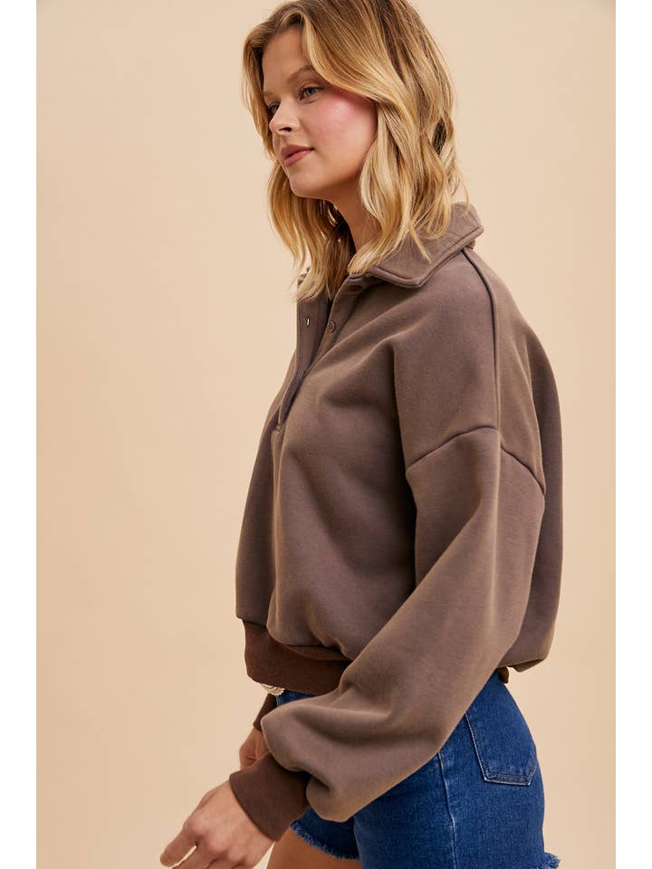 In Loom - Wholesale Sweatshirt - Women's - CROPPED POLO PULLOVER1