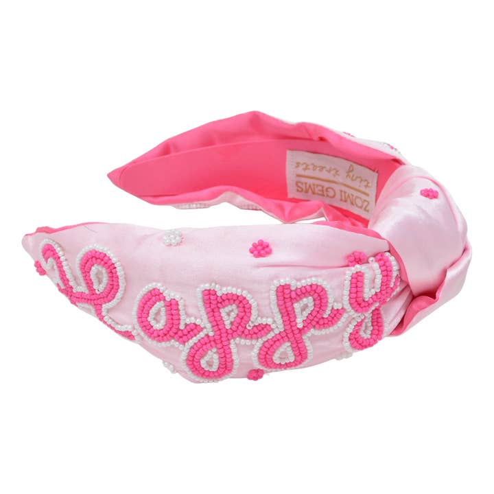 Serre-tête en satin perlé pour la vente par Tiny Treats and ZOMI GEMS