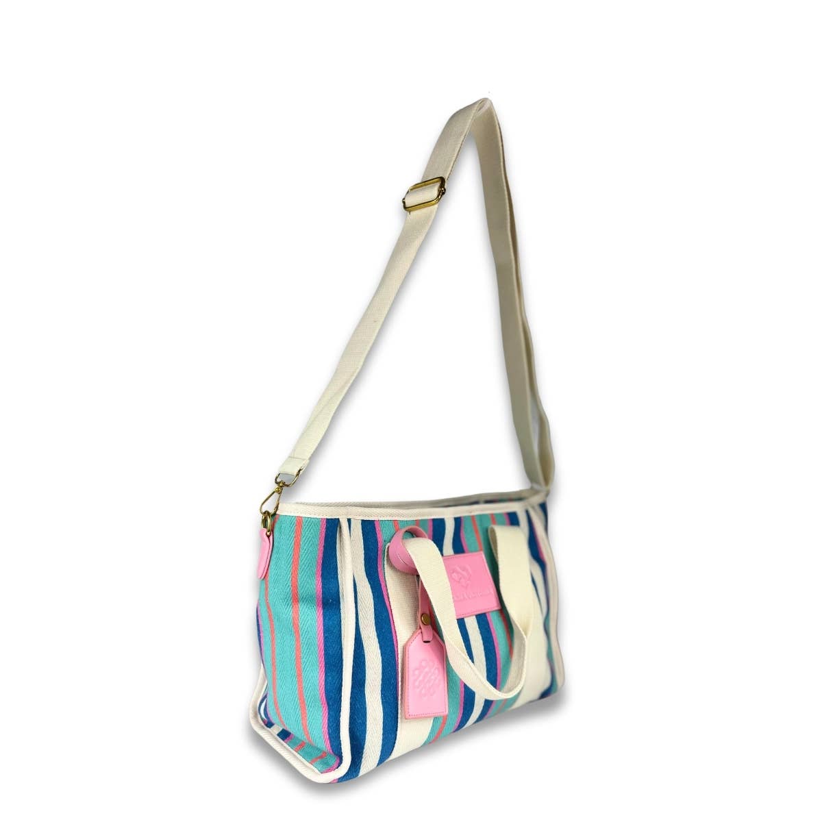 Maria Victoria - Wholesale Tote Bag - Women's - MV Canvas Striped Tote Blue3