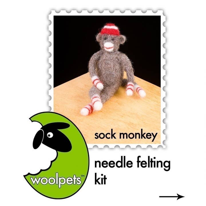 Woolpets – wholesale DIY craft kit – Sock Monkey Felting Kit2