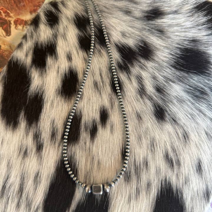 Z Bars Jewelry - Wholesale Link & Chain Necklace - #075 Sterling Square Bead with Sterling Pearls0