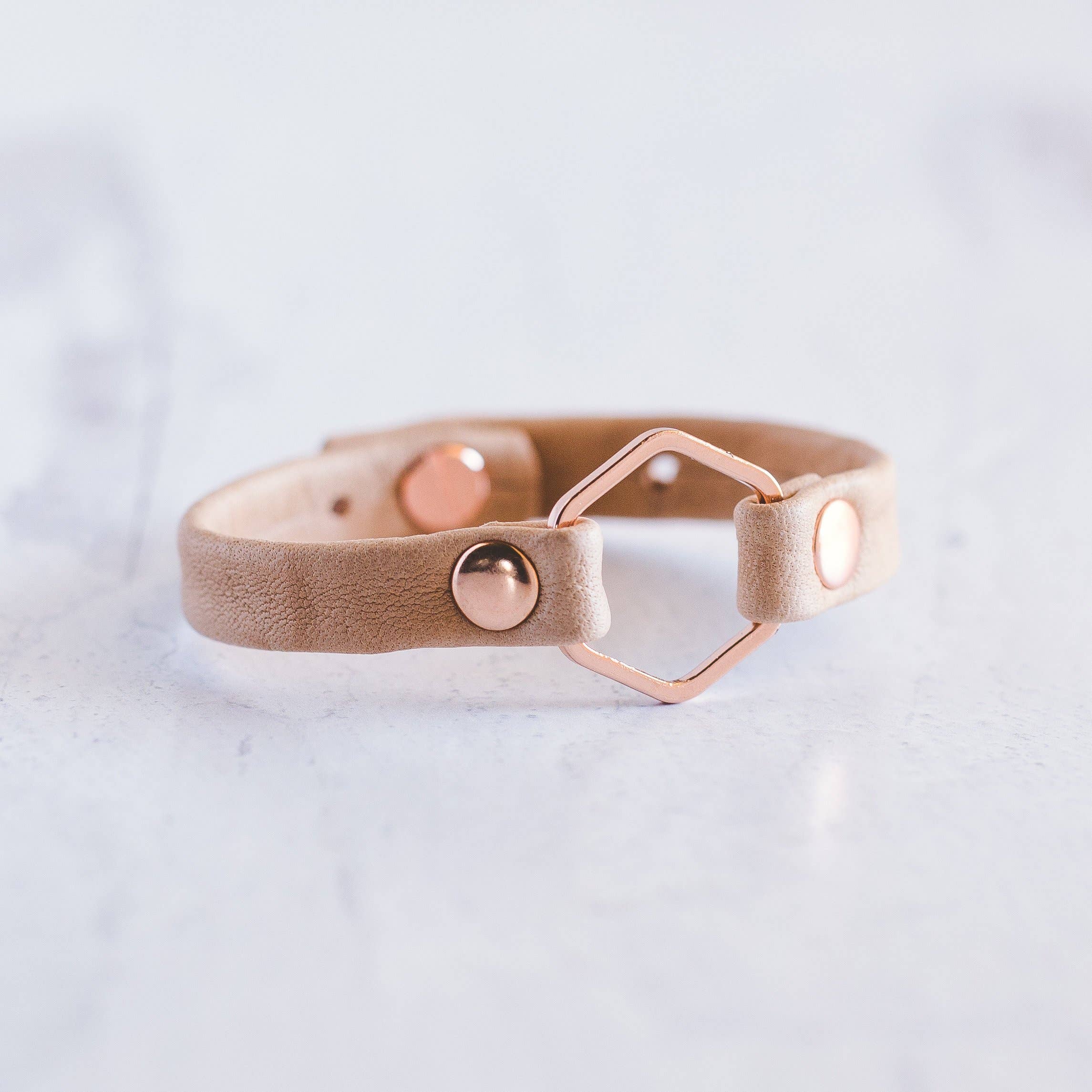 Giving Bracelets - Wholesale Bangle Bracelet - Honeycomb Leather Bracelet - Rose Gold0