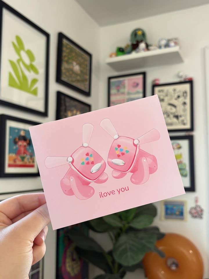 iDog Illustrated Nostalgic Valentines Greeting Card for wholesale by megoogs draws