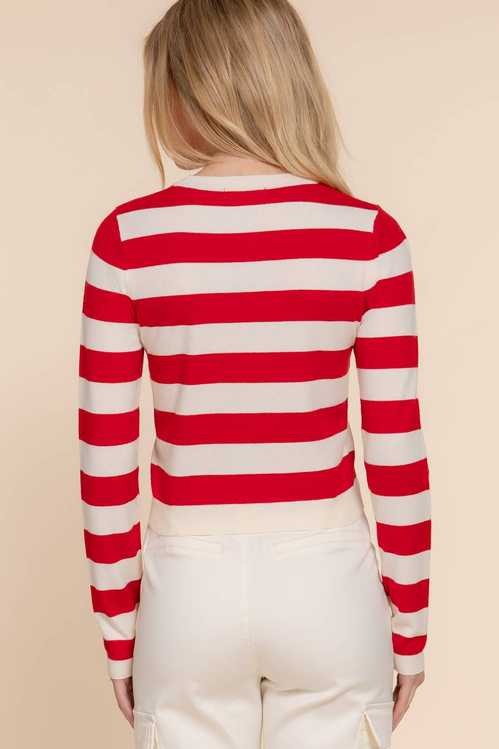 Active Basic | Active USA - Wholesale Knit Sweater - Women's - Long Sleevv Crew Neck Stripe Fitted Sweater2