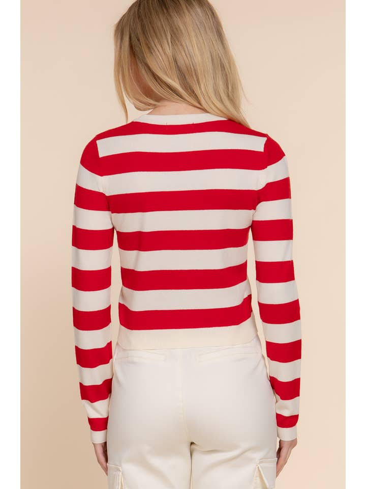 Active Basic | Active USA - Wholesale Knit Sweater - Women's - Long Sleevv Crew Neck Stripe Fitted Sweater2