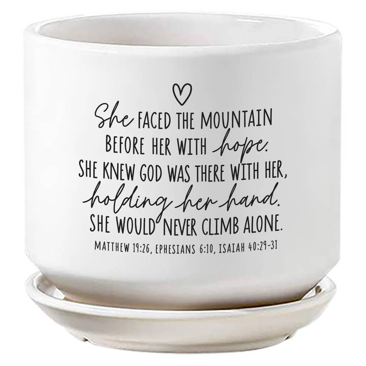 LCP Planter She Faced The Mountain Before for wholesale by Dicksons