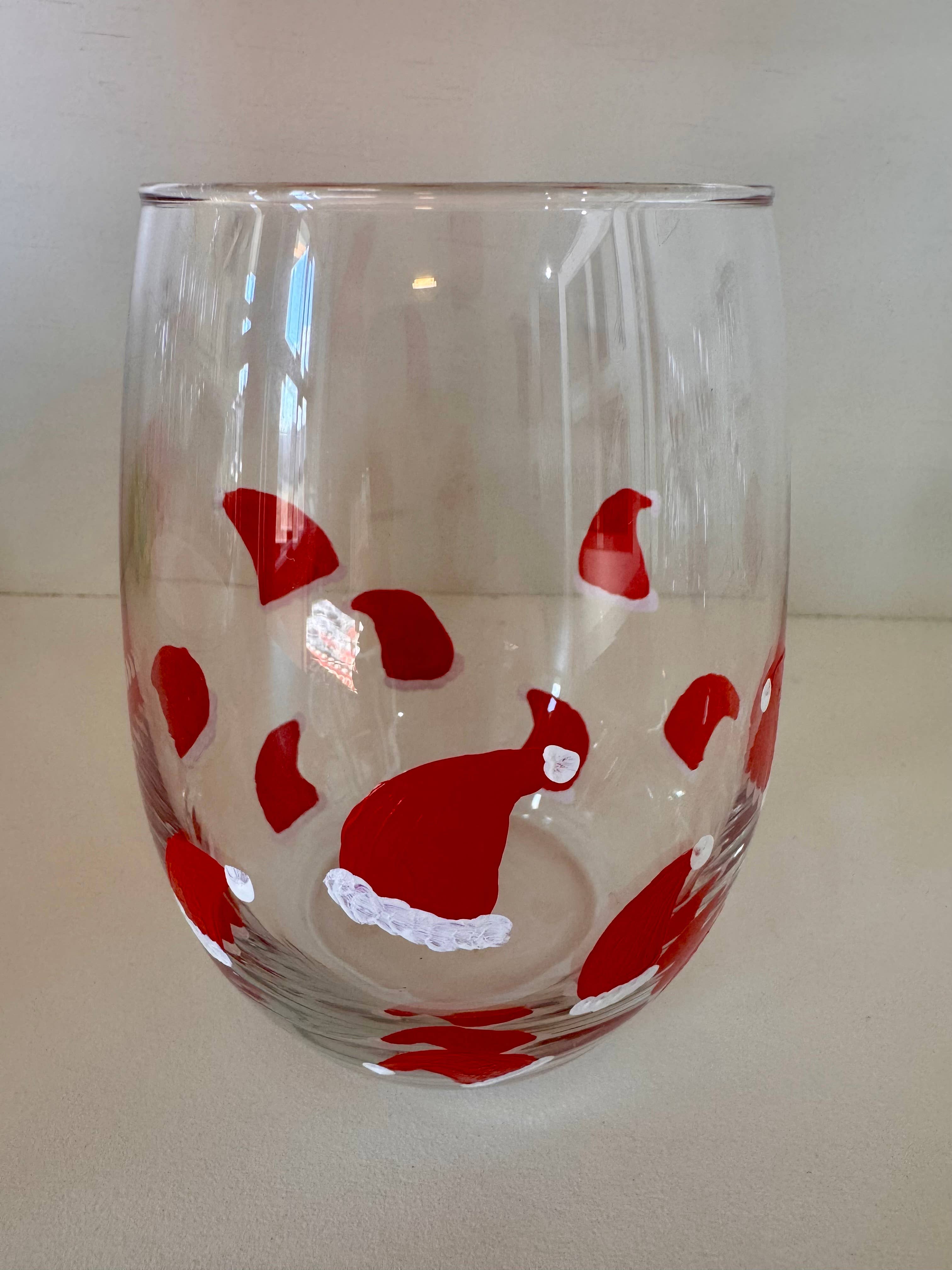 Hand Painted Glass, Co - Wholesale Wine Glass - Hand-Painted Santa Hat Glassware1