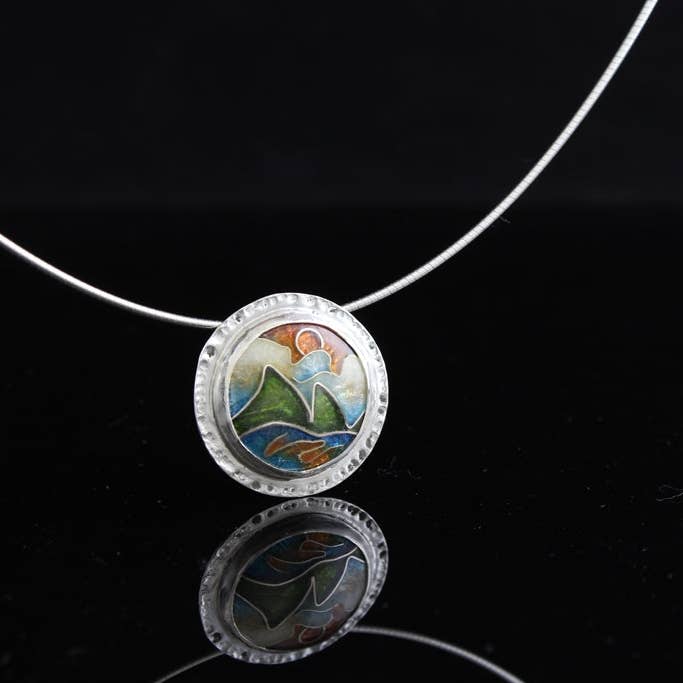 Sunset Cloisonné Enamel Pendant for wholesale by Tonya Butcher Designs