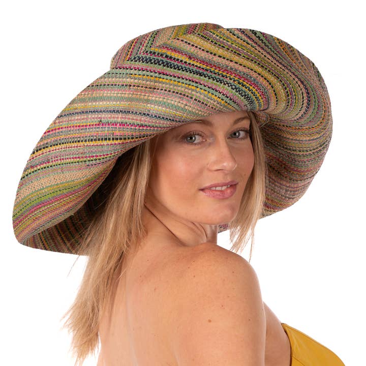 Shebobo - Wholesale Straw Hat - Women's - Monica 5" & 7" Wide Brim Melange Packable Straw Sun Hats2