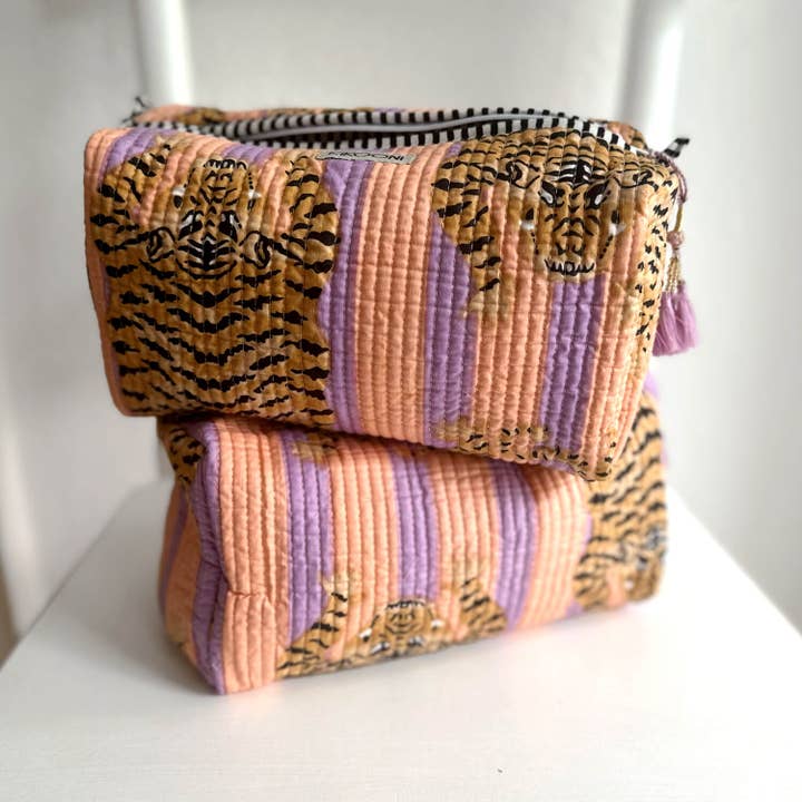 kikooni – wholesale Make-up/cosmetic bag – handmade cosmetic bag "Poppy Tiger peach fusion"
