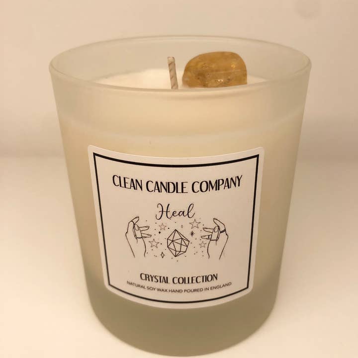 Heal - Kristallkerze aus Citrin-Sojawachs für den Großhandel von The Clean Candle Company