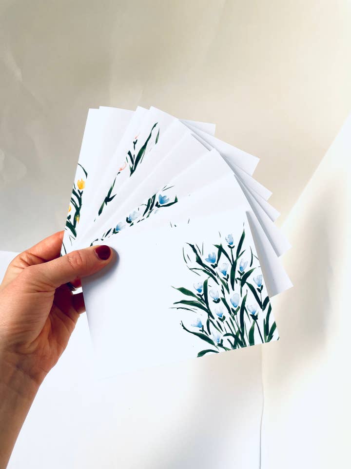 Spring Tulip Card Set, 100% Recycled Speckled Paper for wholesale by Atelier By Cat