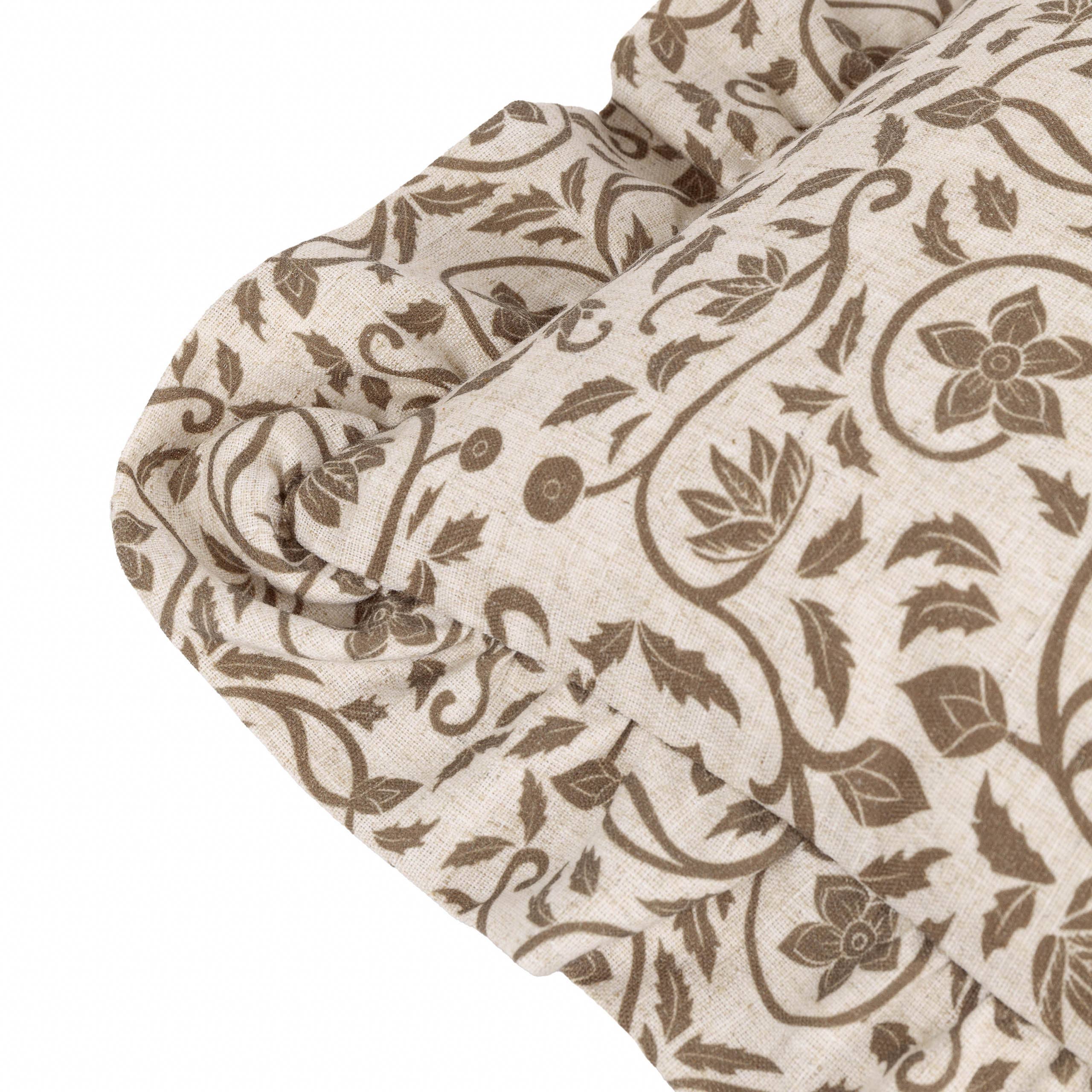 Linen Filigree Printed Ruffle Cushion Linen/Olive for wholesale on Faire4