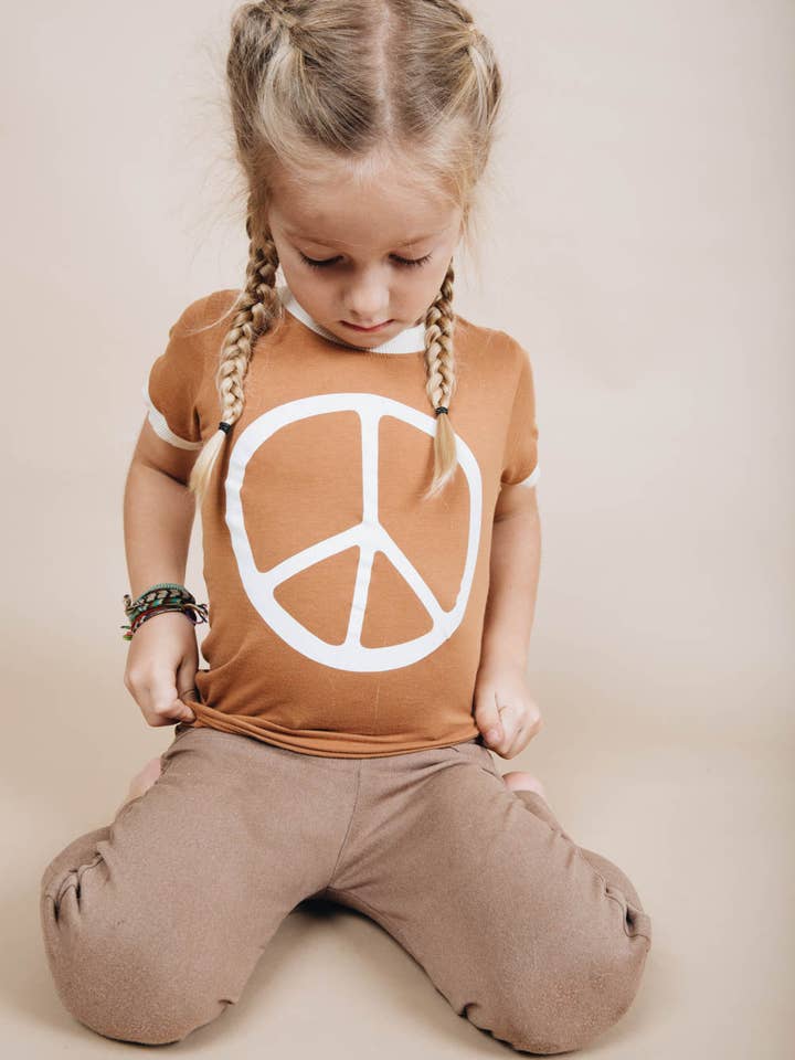 The Bee & The Fox - Wholesale Screen Printed T-Shirt - Kids - Peace | Kids Ringer Tee