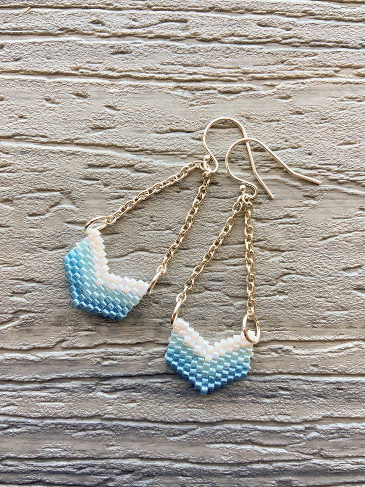Shades of Blue Three Tier Earrings for wholesale by DlpDesigned